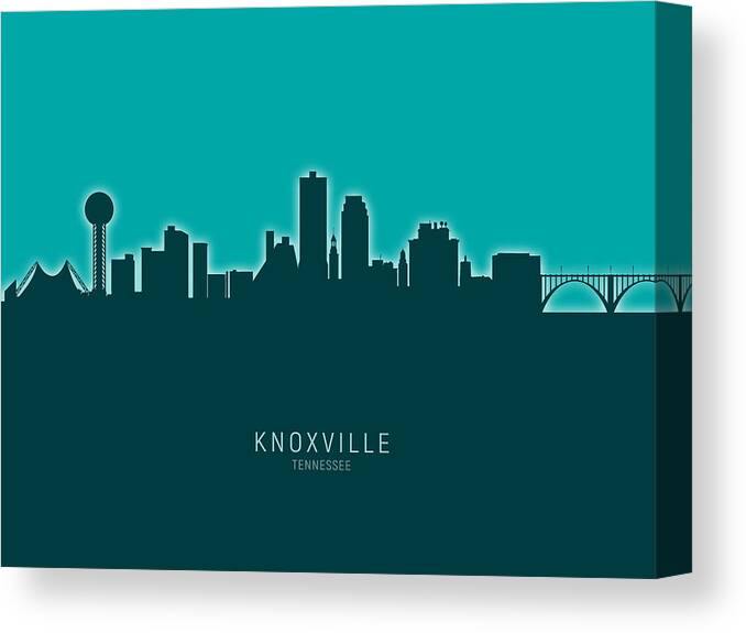 Knoxville Canvas Print featuring the digital art Knoxville Tennessee Skyline #27 by Michael Tompsett