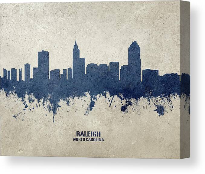 Raleigh Canvas Print featuring the digital art Raleigh North Carolina Skyline #29 by Michael Tompsett