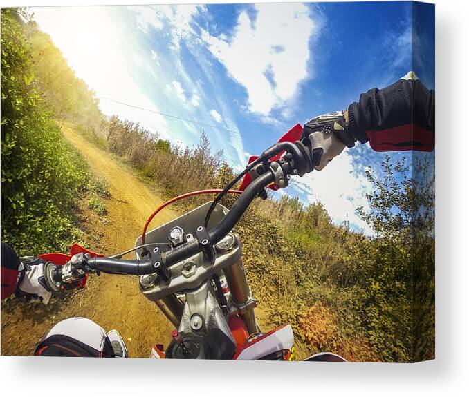 Curve Canvas Print featuring the photograph Enduro Motocross motorbike racing offroad #3 by Piola666