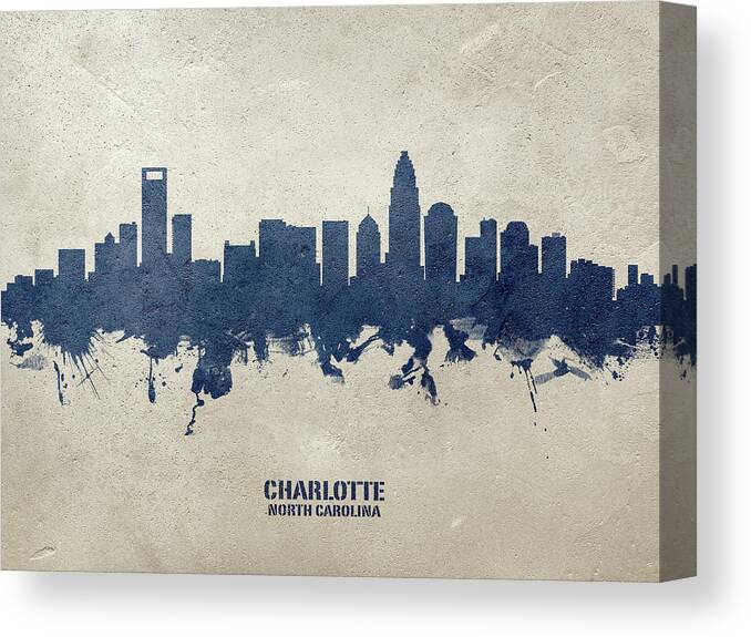 Charlotte Canvas Print featuring the digital art Charlotte North Carolina Skyline #30 by Michael Tompsett