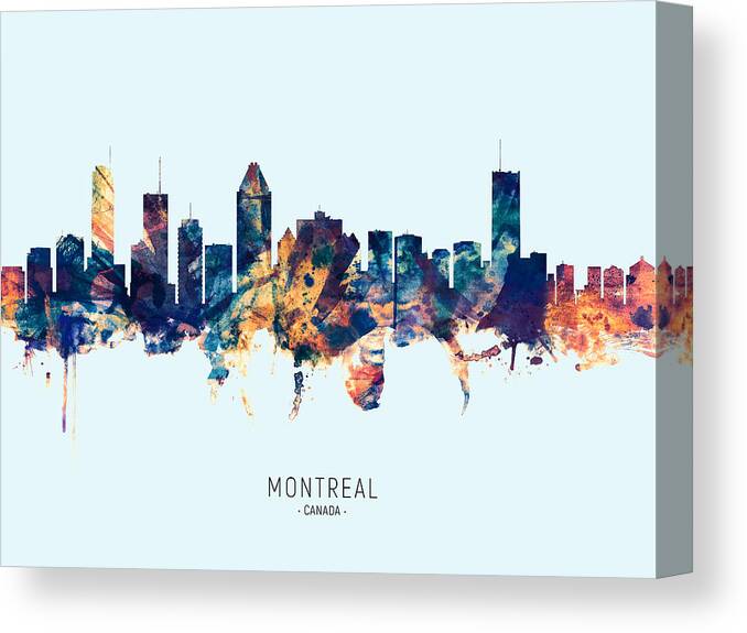 Montreal Canvas Print featuring the digital art Montreal Canada Skyline #30 by Michael Tompsett
