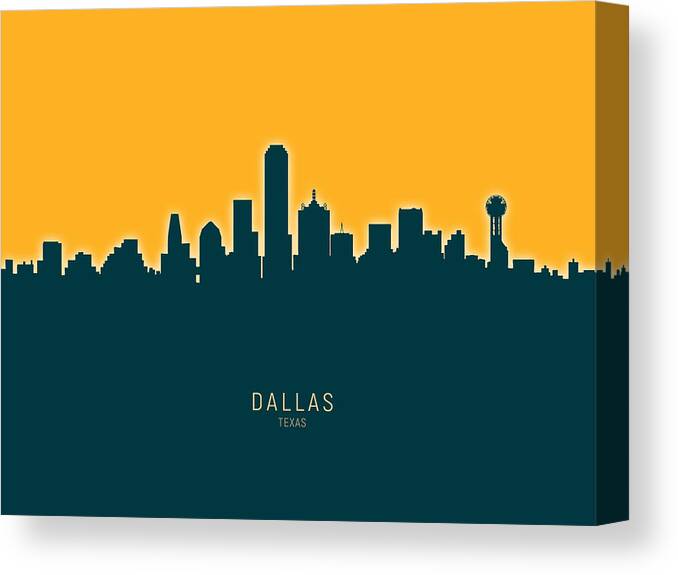 Dallas Canvas Print featuring the digital art Dallas Texas Skyline #37 by Michael Tompsett