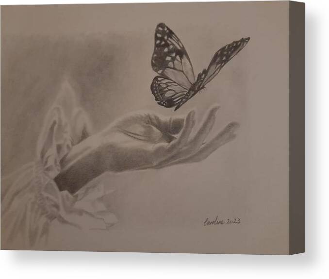 Hands Canvas Print featuring the drawing Untitled #4 by Caroline Philp