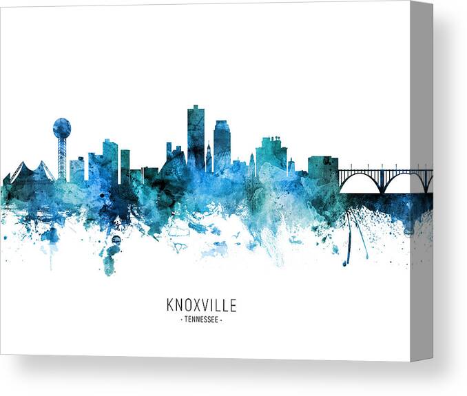 Knoxville Canvas Print featuring the digital art Knoxville Tennessee Skyline #40 by Michael Tompsett