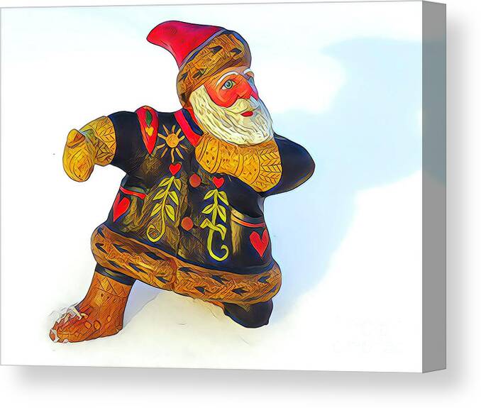 Santa Canvas Print featuring the painting Christmas Greetings Santa by Leo and Marilyn Smith
