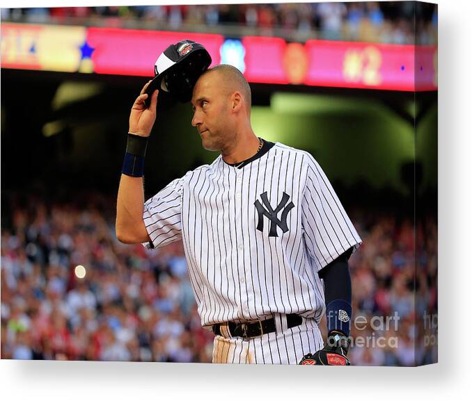 Crowd Canvas Print featuring the photograph Derek Jeter by Rob Carr