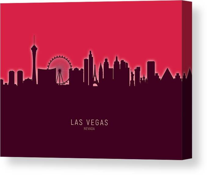 Las Vegas Canvas Print featuring the digital art Las Vegas Nevada Skyline #52 by Michael Tompsett