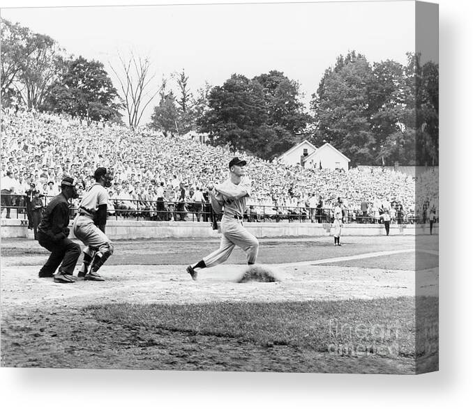 American League Baseball Canvas Print featuring the photograph Mickey Mantle #7 by National Baseball Hall Of Fame Library