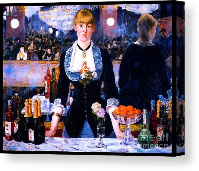 Edouard Canvas Print featuring the painting A Bar at the Folies-Bergere 1881 by Edouard Manet