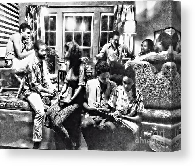 Groups Canvas Print featuring the digital art A Gathering of Friends, Circa 1977 by Walter Neal