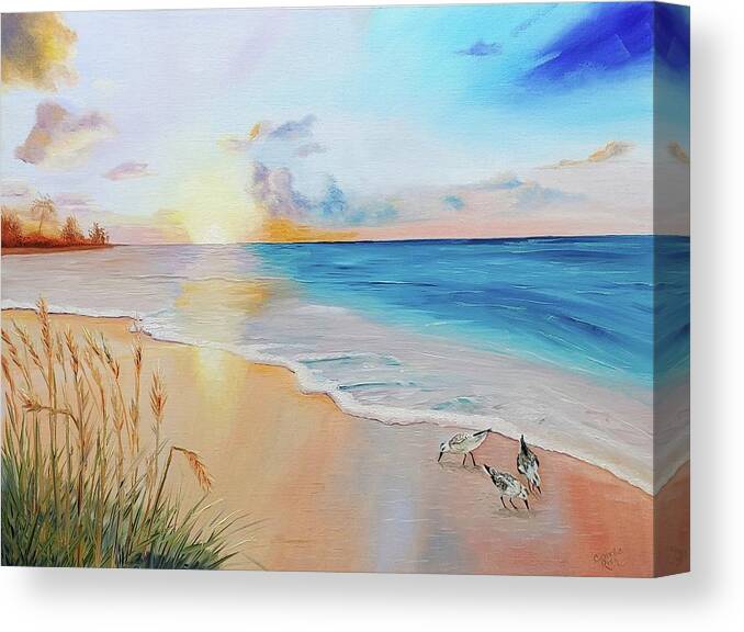 Florida Sunrise Canvas Print featuring the painting A New Day by Connie Rish