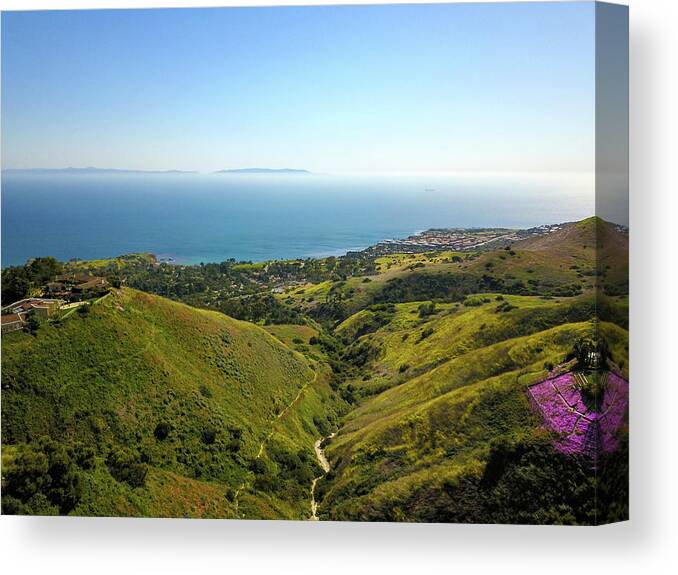 Ocean Canvas Print featuring the photograph A View from a Cliff by Marcus Jones