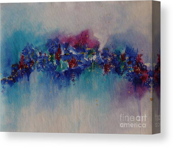 Abstract Floral Canvas Print featuring the painting Abstract Bouquet in Blue by Cathy Beharriell