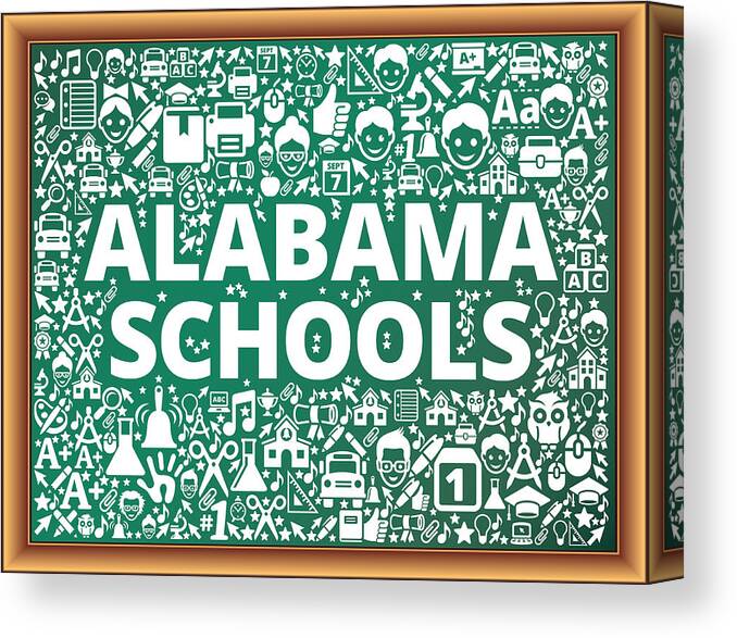 Microscope Canvas Print featuring the drawing Alabama Schools School and Education Vector Icons on Chalkboard by Bubaone