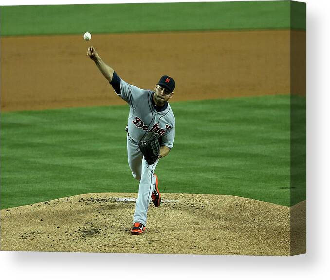 American League Baseball Canvas Print featuring the photograph Anibal Sanchez by Stephen Dunn