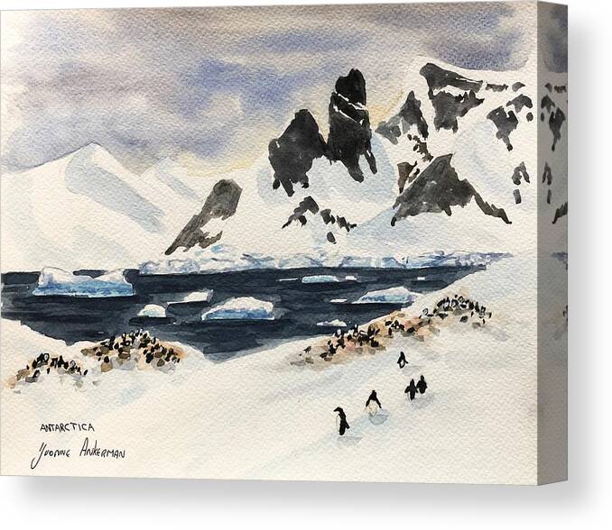 Antarctica Canvas Print featuring the painting Antarctica by Yvonne Ankerman
