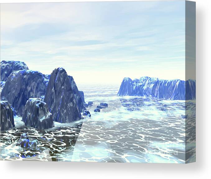 Digital Art Canvas Print featuring the digital art Arctic Icebergs by Phil Perkins