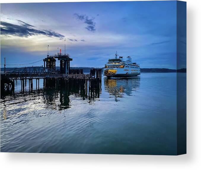 Sea Canvas Print featuring the photograph Arriving of ferry by Anamar Pictures