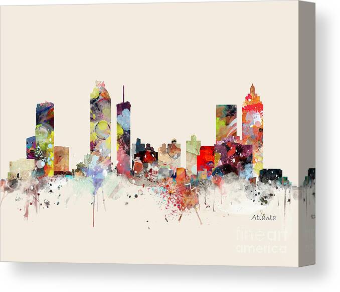 Atlanta Canvas Print featuring the painting Atlanta Skyline by Bri Buckley