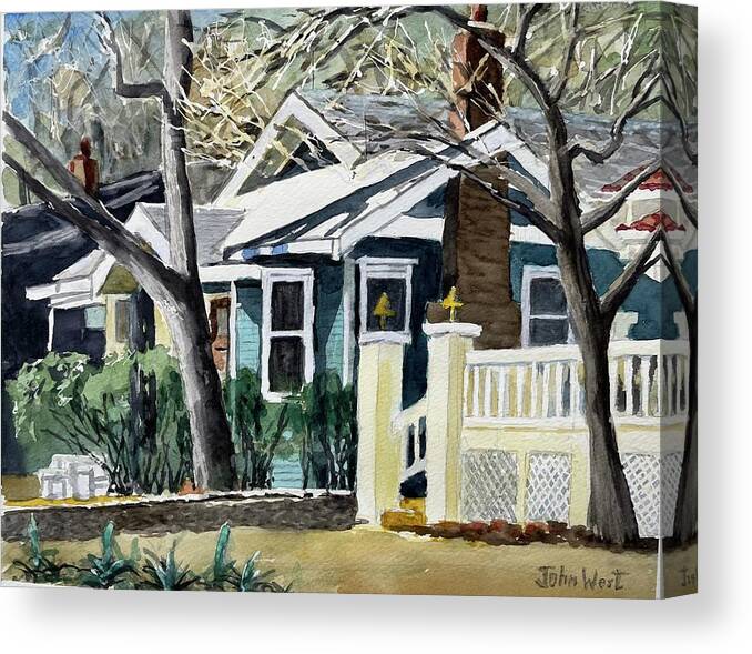 Landscape Canvas Print featuring the painting Austin Mid-Century House by John West