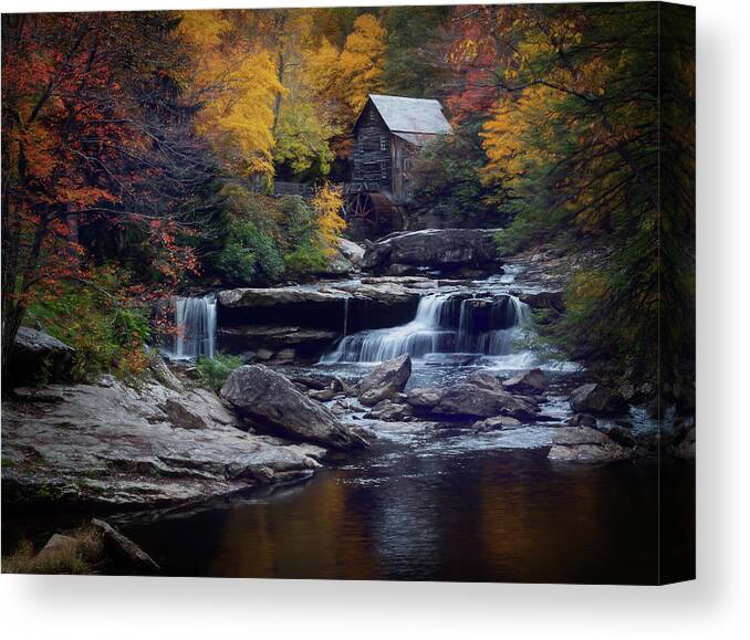 Autumn Canvas Print featuring the photograph Autumn at the Mill by Jaki Miller