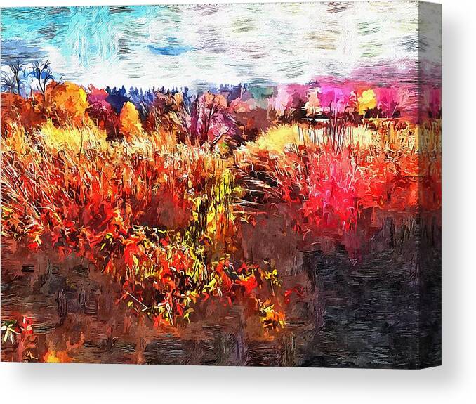 Autumn Canvas Print featuring the mixed media Autumn Field by Christopher Reed