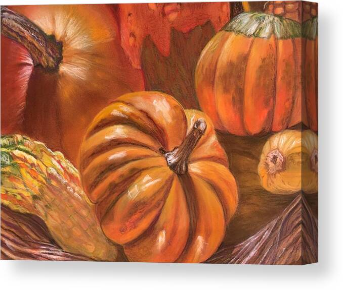 Autumn Canvas Print featuring the pastel Autumn's Bounty by Juliette Becker
