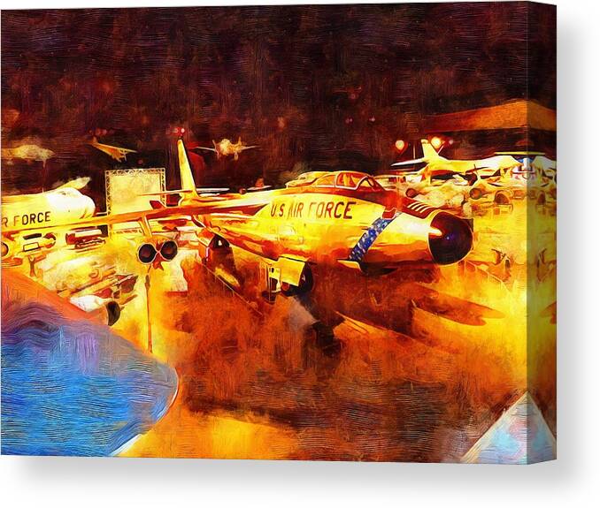 B-47 Canvas Print featuring the mixed media B-47 by Christopher Reed
