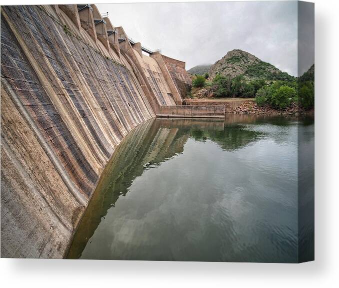 Back Of The Dam Canvas Print featuring the photograph Back of the Dam by Buck Buchanan