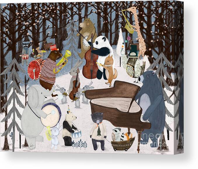 Nursery Art Canvas Print featuring the painting Band Camp by Bri Buckley