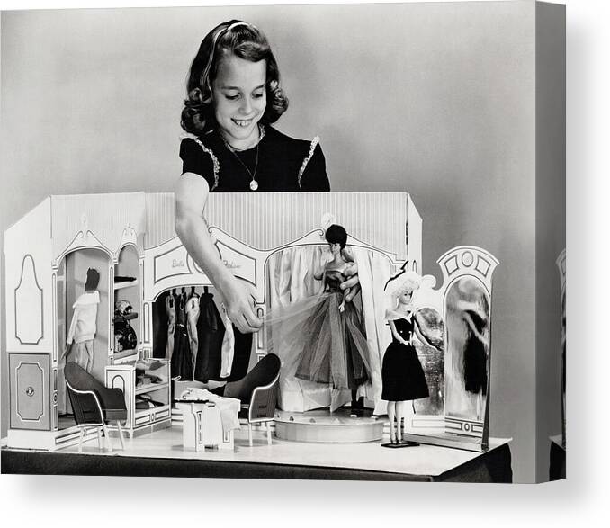 1 Person Canvas Print featuring the photograph Barbie Doll Fashion Shop by Underwood Archives