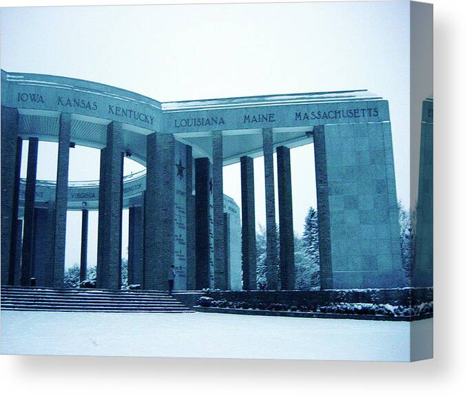 Bastogne Canvas Print featuring the photograph Bastogne Liberation Memorial by Deborah Smolinske