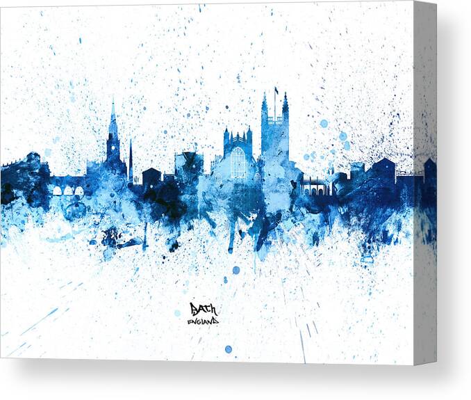 Bath Canvas Print featuring the digital art Bath England Skyline Cityscape #33 by Michael Tompsett