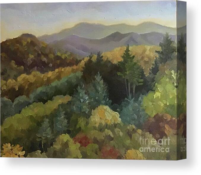 Tree Canvas Print featuring the painting Bauer Ridge Fall by Anne Marie Brown