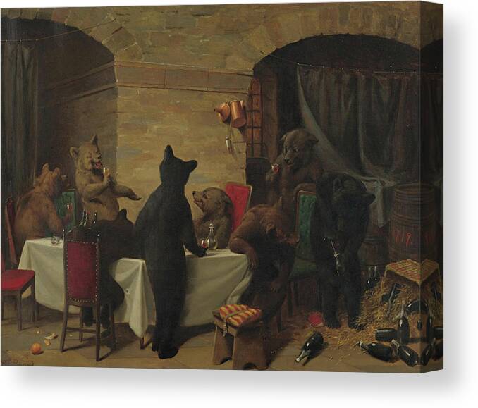 American Painters Canvas Print featuring the painting Bear Carousal, 1870 by William Holbrook Beard