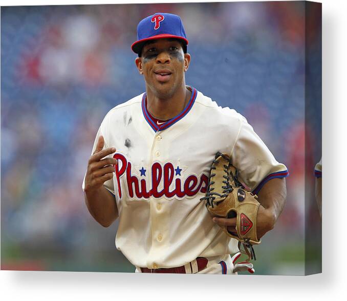 Citizens Bank Park Canvas Print featuring the photograph Ben Revere by Hunter Martin