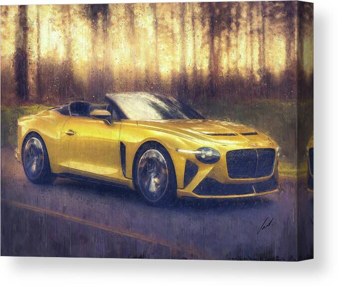 Car Canvas Print featuring the painting Bentley Mulliner Bacalar painting by Vart by Vart