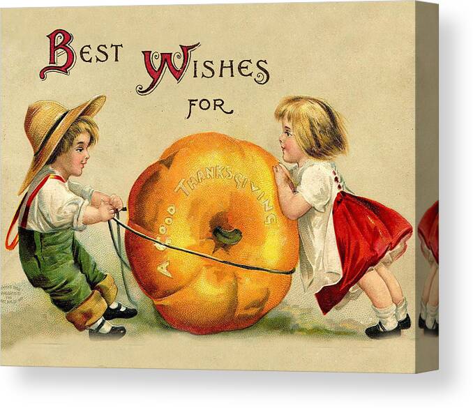 Wishes Canvas Print featuring the digital art Best Wishes for Thanksgiving by Long Shot