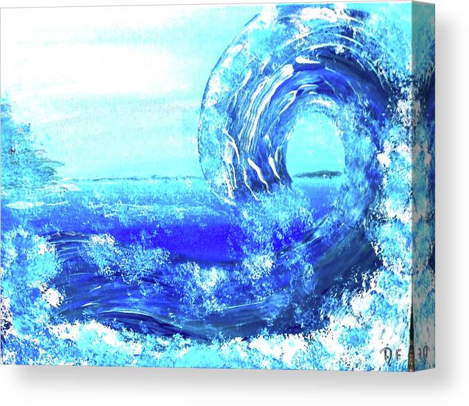 Blue Canvas Print featuring the painting Big Bue Wave 2 by Anna Adams