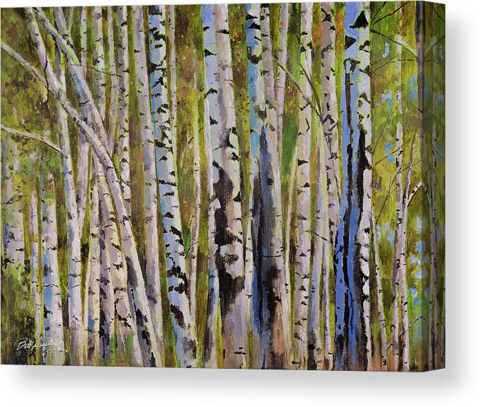 Birch Tree Art Canvas Print featuring the painting Birch Trees by Bill Dunkley