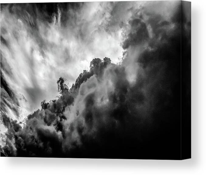 Nature Canvas Print featuring the photograph Black and white Clouds by Louis Dallara