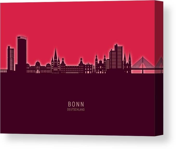 Bonn Canvas Print featuring the digital art Bonn Germany Skyline #47 by Michael Tompsett