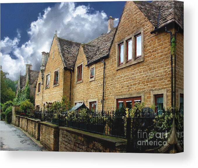 Bourton-on-the-water Canvas Print featuring the photograph Bourton Row Houses by Brian Watt