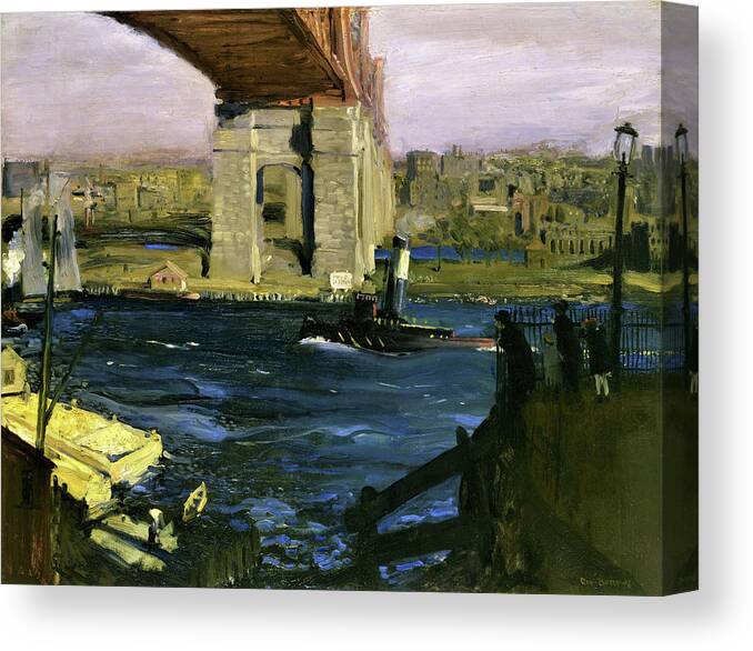 Bridge Canvas Print featuring the painting Bridge, Blackwells Island - Digital Remastered Edition by George Wesley Bellows