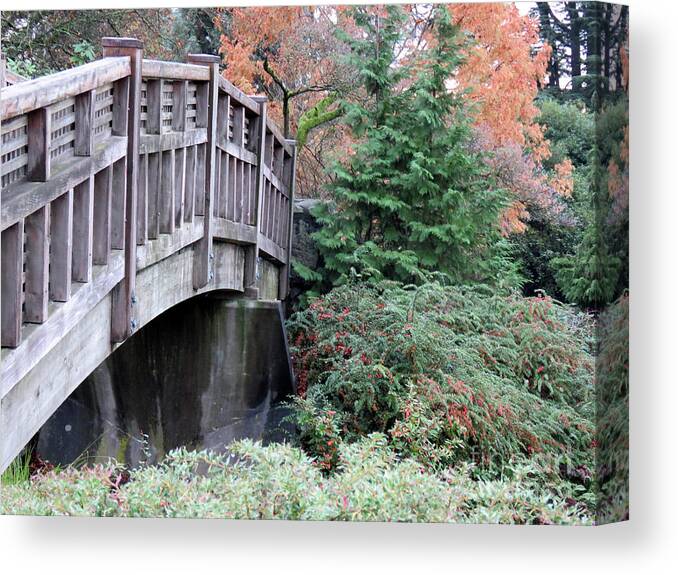 Wood Canvas Print featuring the photograph Bridge over Paradise by Mary Mikawoz