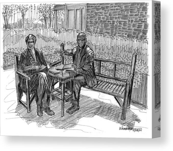 Fdr Canvas Print featuring the drawing Bronze Eleanor and Franklin Roosevelt by Richard Wambach