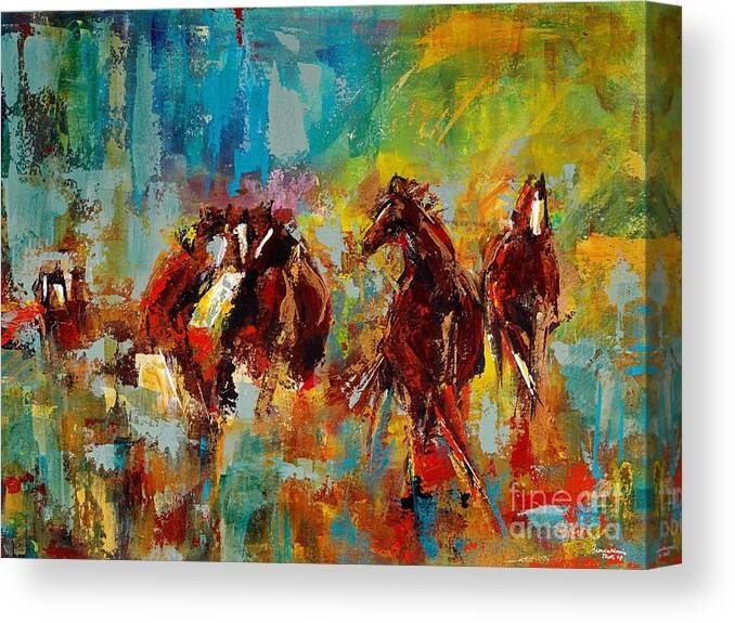 Abstract Canvas Print featuring the painting Browns At Play by Frances Marino