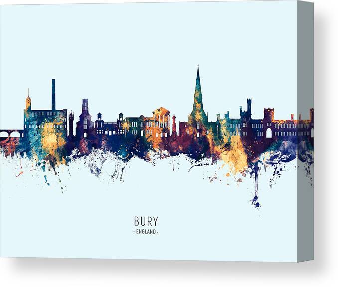 Bury Canvas Print featuring the digital art Bury England Skyline #36 by Michael Tompsett