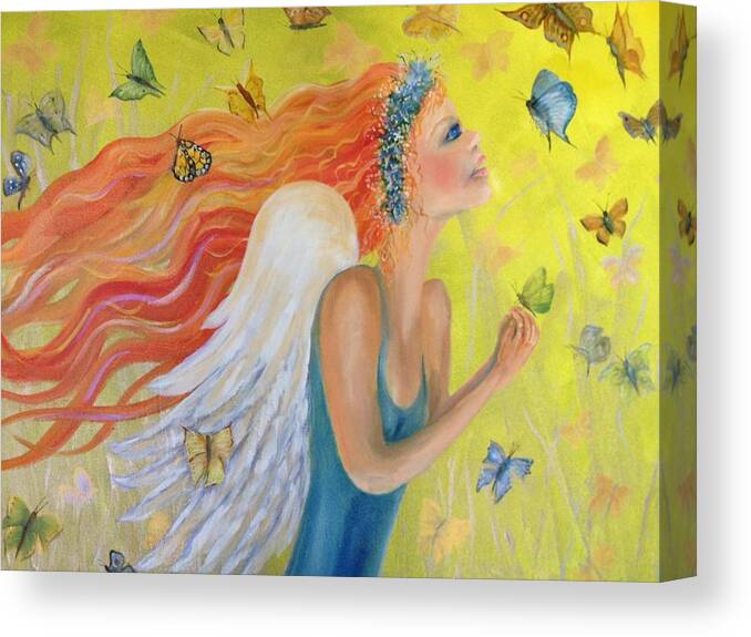 Fairy Canvas Print featuring the painting Butterflies are Free by Barbara Landry