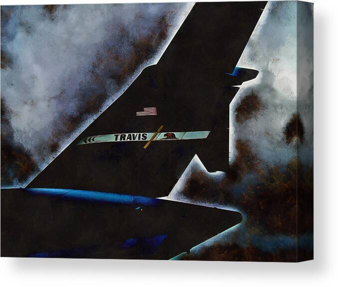 C-17 Globemaster Aircraft Airplane Aviation Usaf Air Force Canvas Print featuring the mixed media C-17 at Night by Christopher Reed